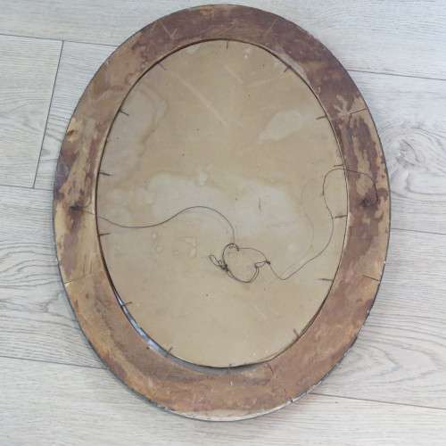Antique Oval frame wedding photo with convex glass - Some minor frame damage