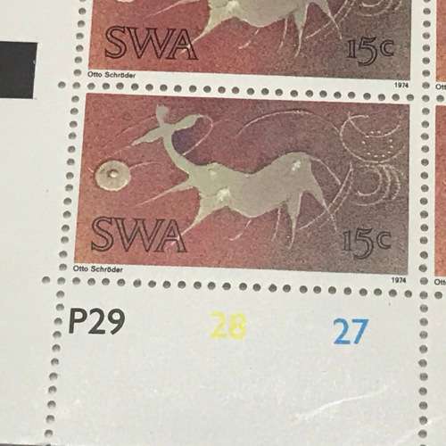 SWA 1974 Twyfelfontein Rock Engravings SACC 275 Control Block of 6