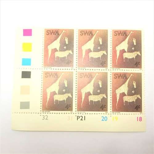 1974 Twyfelfontein Rock Engravings SACC 273 Control Block of 6