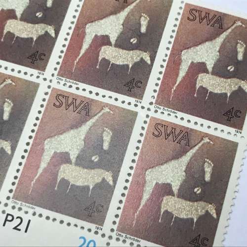 1974 Twyfelfontein Rock Engravings SACC 273 Control Block of 6