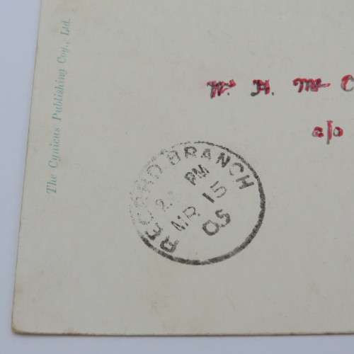 1905 Postcard with Record Branch cancellation - Funny front and nice message
