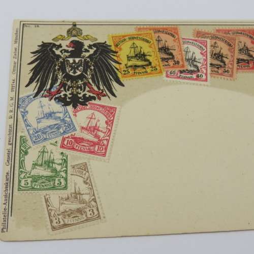 Deutsch Sudwest Afrika antique unused postcard with pictures of stamps of German South West Africa
