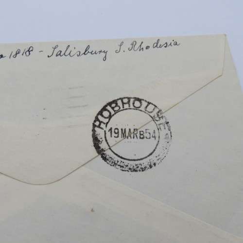 1954 Letter sent from Salisbury, Southern Rhodesia to Hobhouse, Orange Free State