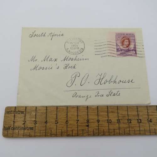 1954 Letter sent from Salisbury, Southern Rhodesia to Hobhouse, Orange Free State