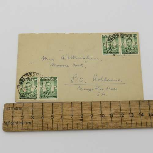 Letter Posted from Salisbury, Southern Rhodesia to Hobhouse, Orange Free State with 4 x 1/2d stamps