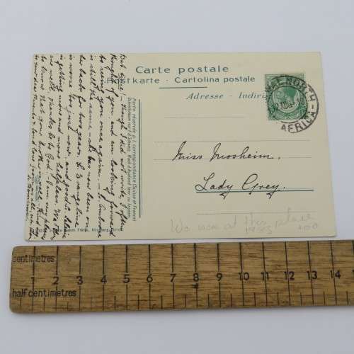 1918 Postcard with photo of Bassons Glacier - Sent from Aliwal North to Lady Grey, South Africa