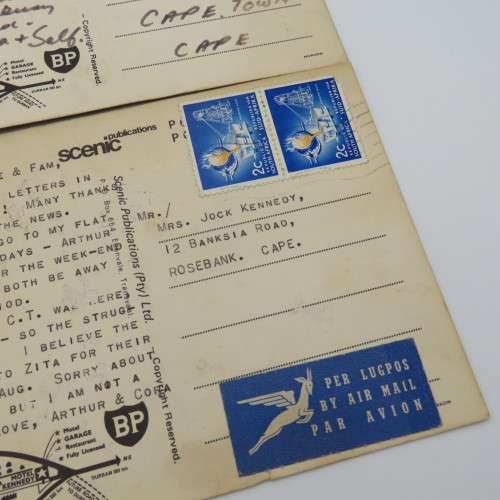 Two 1973 Motel Kennedy postcards sent from Harrismith to Rosebank, South Africa