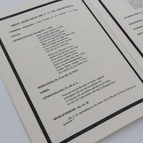 1958 State Funeral Programme booklet of the late Prime Minister J.G Strijdom