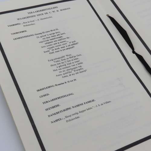 1966 State Funeral programme of late Prime Minister Dr H.F Verwoerd - Some stains