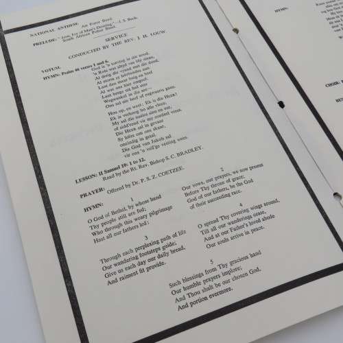 1966 State Funeral programme of late Prime Minister Dr H.F Verwoerd