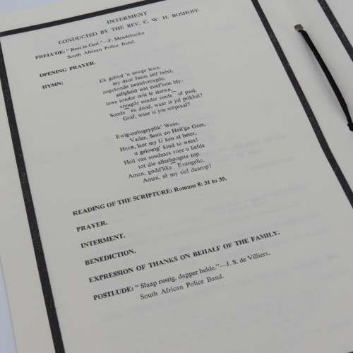 1966 State Funeral programme of late Prime Minister Dr H.F Verwoerd