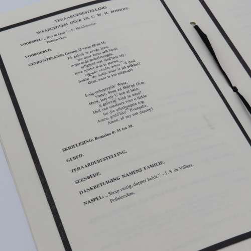 1966 State Funeral programme of late Prime Minister Dr H.F Verwoerd