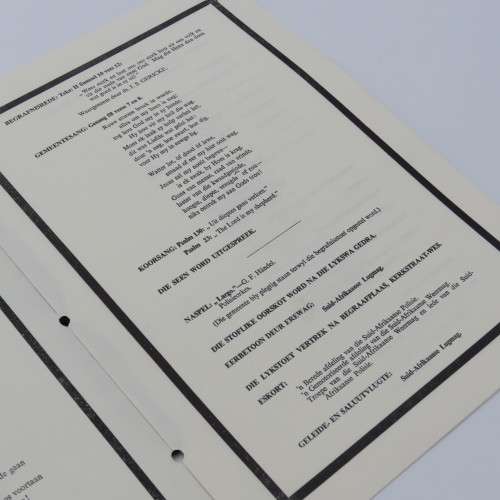 1966 State Funeral programme of late Prime Minister Dr H.F Verwoerd