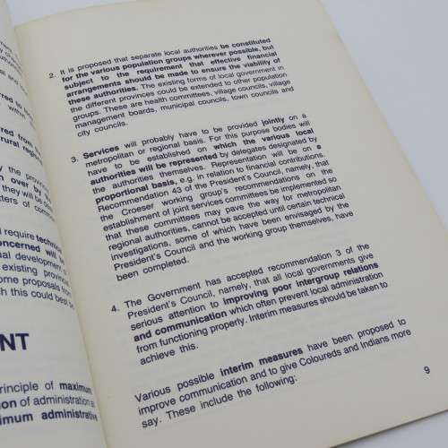 Constitutional Guidelines A new Dispensation for whites, Coloured and Indians