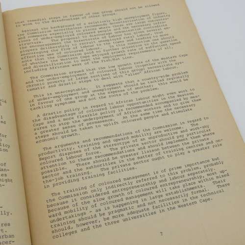 Comments on the Theron Commission report 1977 by the SA Institute of Race Relations