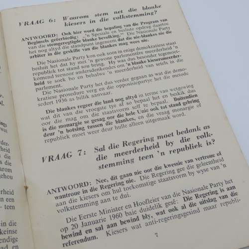 1960 Advent of the Republic booklet - Questions on why SA must become a Republic