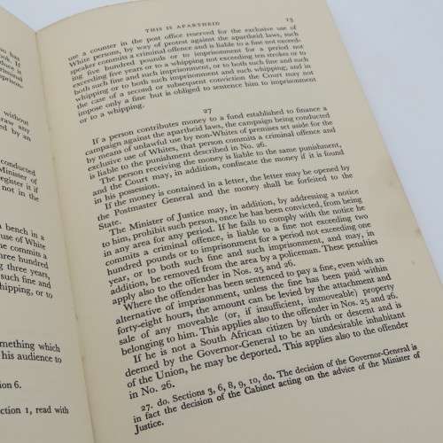 This is Apartheid by Leslie Rubin who represents the Africans of the Cape Province - 1959 edition