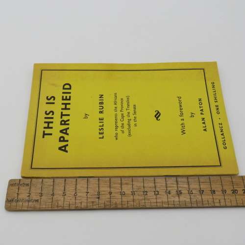This is Apartheid by Leslie Rubin who represents the Africans of the Cape Province - 1959 edition