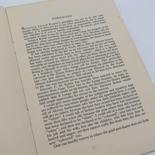 This is Apartheid by Leslie Rubin who represents the Africans of the Cape Province - 1959 edition
