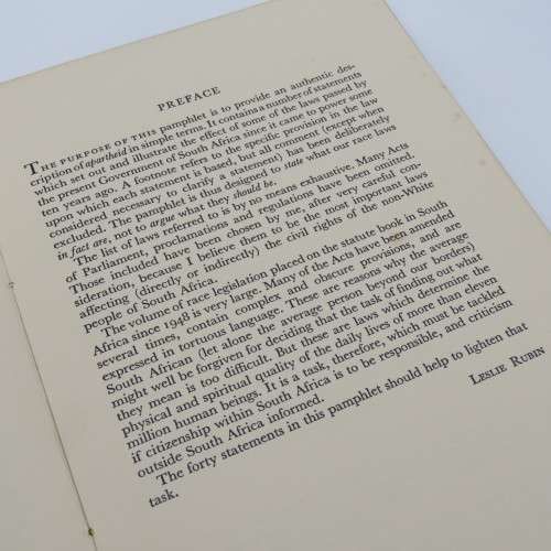 This is Apartheid by Leslie Rubin who represents the Africans of the Cape Province - 1959 edition