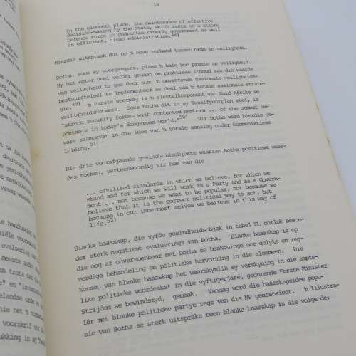 Die Groepsgebod in PW Botha se Politieke oortuitgings 1987 issue