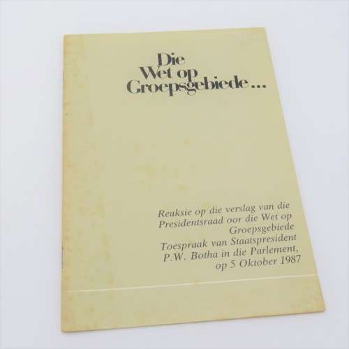 Die Wet op Groepsgebiede - Toespraak van PW Botha 5 Oktober 1987