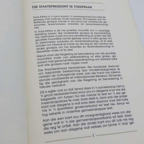 Die Wet op Groepsgebiede - Toespraak van PW Botha 5 Oktober 1987