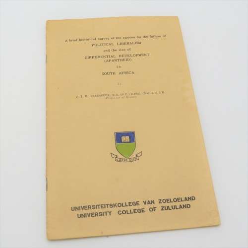 Survey on the rise of Apartheid in South Africa by University college of Zululand - 1966