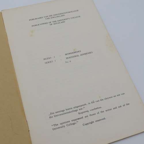 Survey on the rise of Apartheid in South Africa by University college of Zululand - 1966