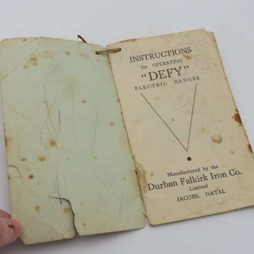 Vintage Defy Electric rangers instruction book