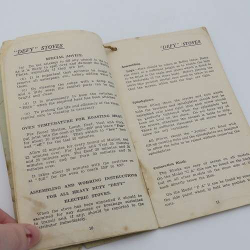 Vintage Defy Electric rangers instruction book