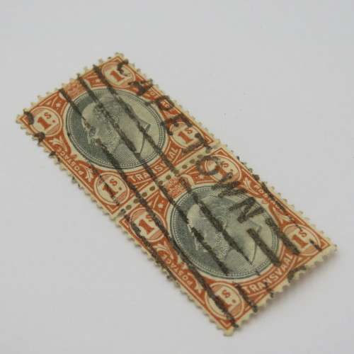 Transvaal 1 shilling vertical pair with Cape Town cancellation