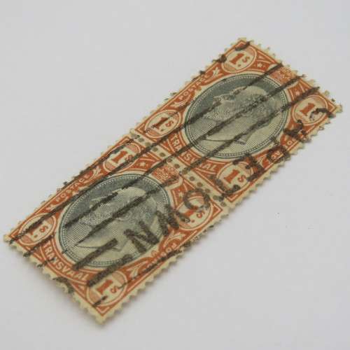 Transvaal 1 shilling vertical pair with Cape Town cancellation