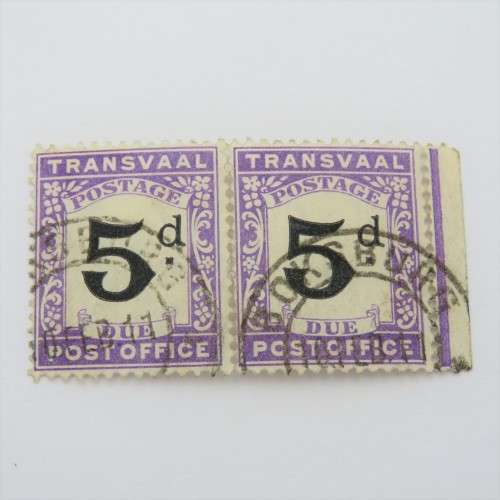 Transvaal postage due 5 pence pair SACC 5