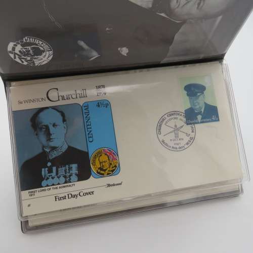 Booklet issued 1974 with 4 Winston Churchill Covers - Churchill Centenary