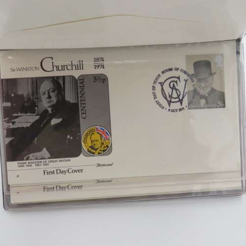Booklet issued 1974 with 4 Winston Churchill Covers - Churchill Centenary
