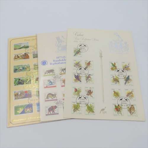 Ciskei, Transkei and Bophuthatswana first definitive series of stamps - used on cards