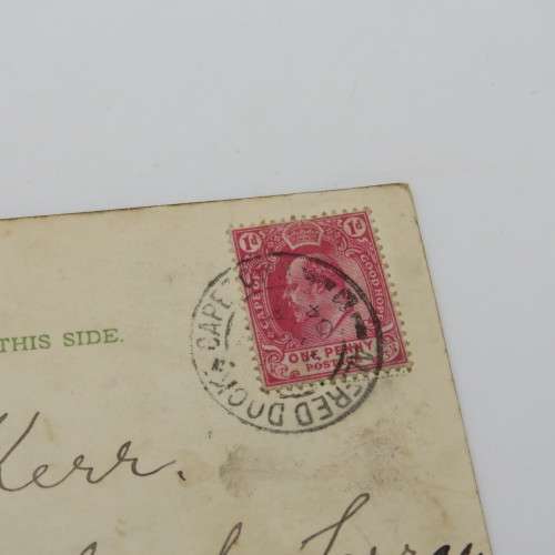 Postcard posted early 1900`s at the Alfred Dock Cape Town Post Office to Aberdeen