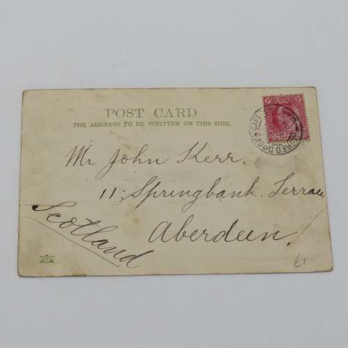 Postcard posted early 1900`s at the Alfred Dock Cape Town Post Office to Aberdeen