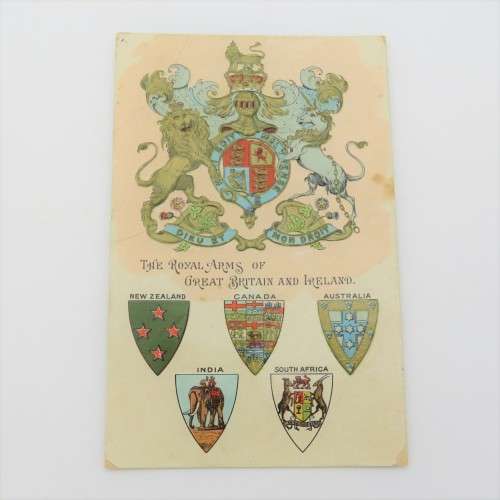 Embossed antique postcard with the Royal Arms of Great Britain and Ireland