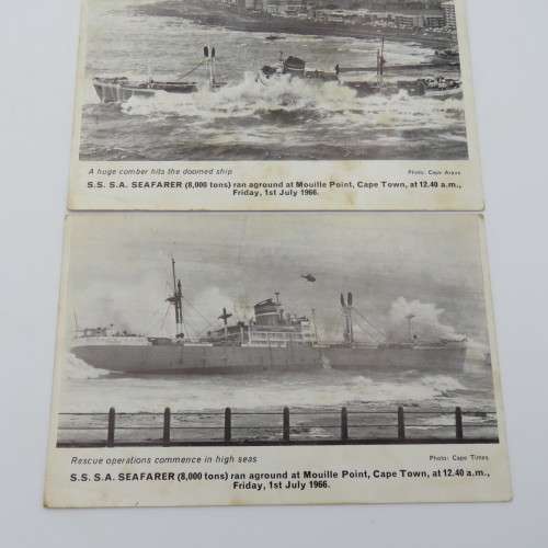 Lot of 3 postcards of the SS Seafarer which ran aground at Mouille Point, Cape Town 1966