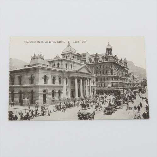 Antique postcard depicting the Standard Bank in Adderley Street, Cape Town - Excellent condition
