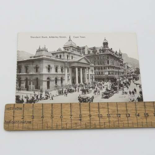 Antique postcard depicting the Standard Bank in Adderley Street, Cape Town - Excellent condition
