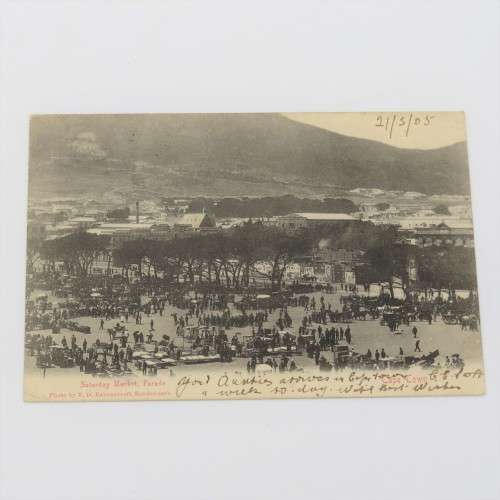 1905 Postcard posted from Cape Town to Kent England - Picture of the Saturday Market