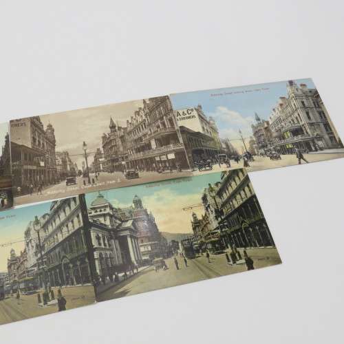 Lot of 6 vintage and antique postcards with pictures of Adderley Street Cape Town