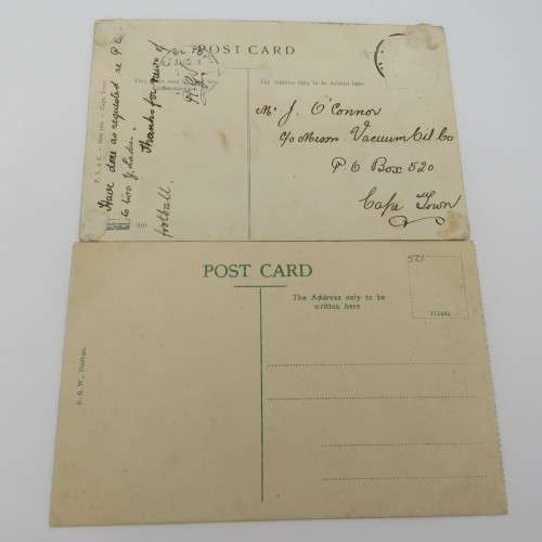 Pair of antique postcards with pictures of Durban wharf (Waterfront) with ships