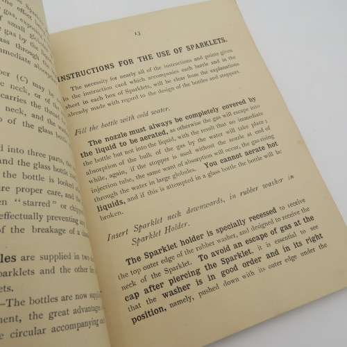 1900 Booklet Sparklets and their uses (Loose front page)