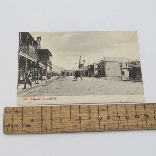 Antique postcard showing Albert Road in Woodstock, Cape Town