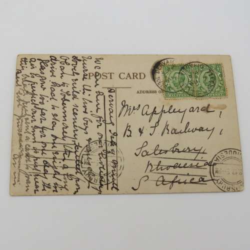 1905 Postcard sent from Dervaig, Scotland to Salisbury, Rhodesia depicting the Clachan river