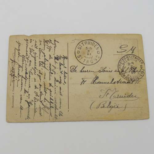 1920 Military Post postcard to St Truiden, Belgium